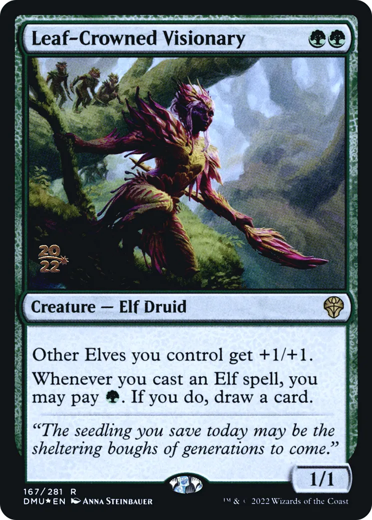 Leaf-Crowned Visionary from Dominaria United Promos - Magic: The Gathering