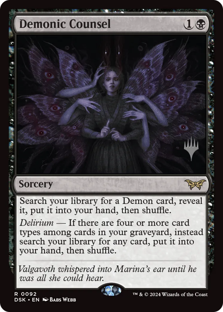Demonic Counsel — Duskmourn: House of Horror Promos — Magic: The Gathering