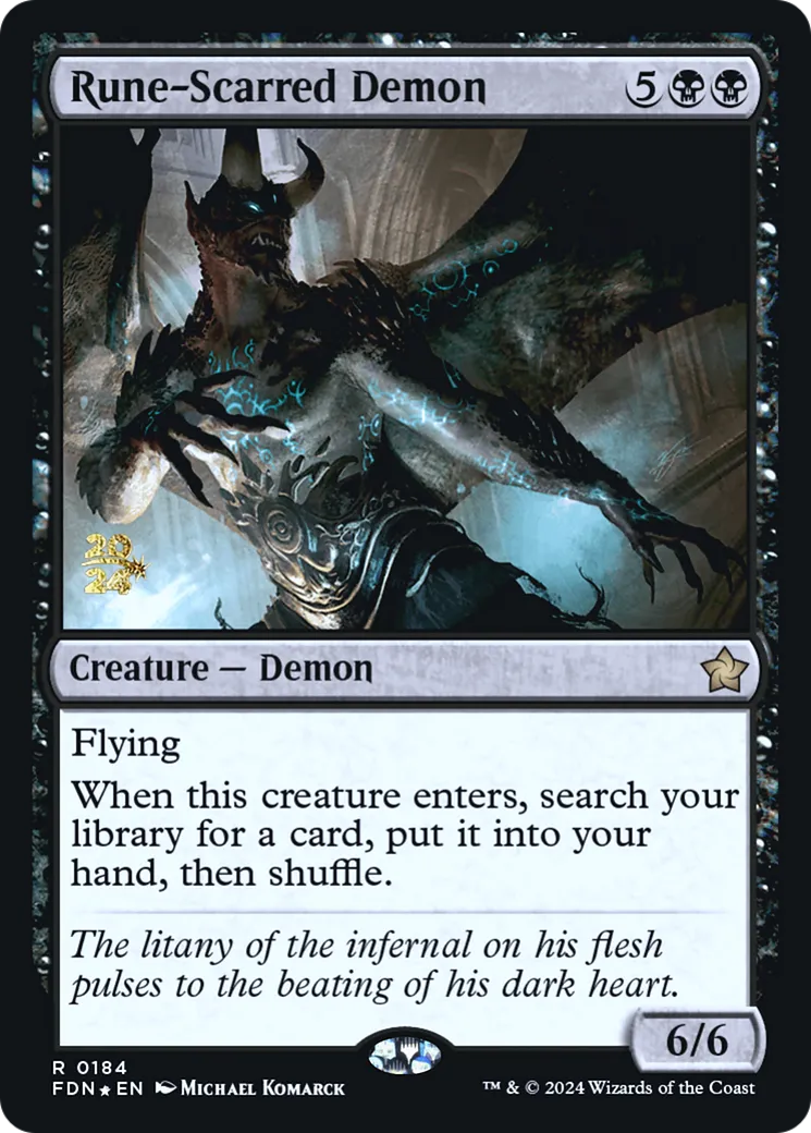 Rune-Scarred Demon — Foundations Promos — Magic: The Gathering