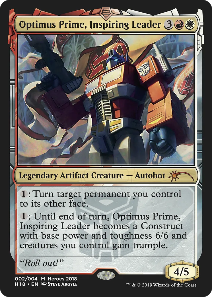Optimus Prime, Inspiring Leader from 2018 Heroes of the Realm - Magic: The Gathering