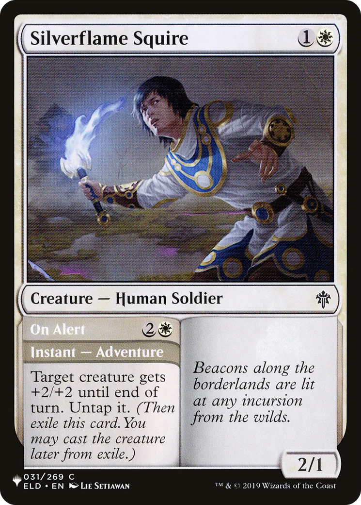 Écuyer de la Flamme d'argent // Aux aguets — The List — Magic: The Gathering