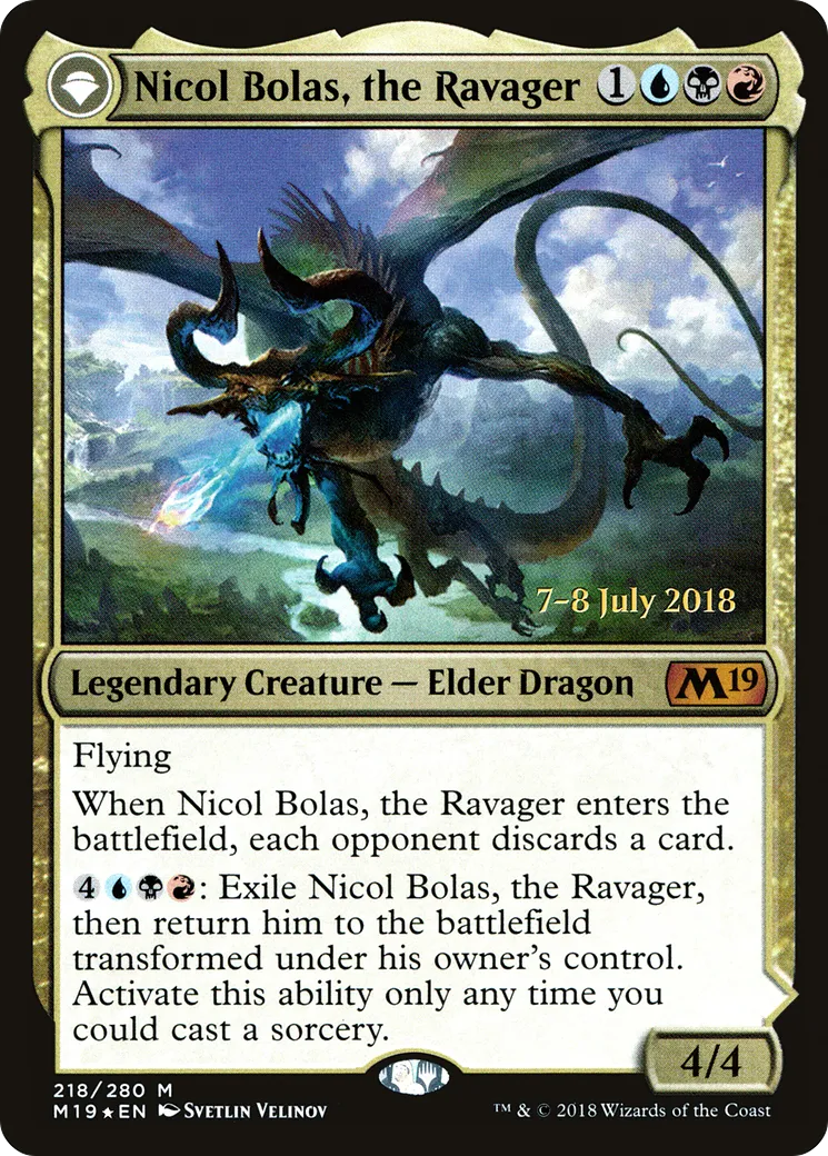 Nicol Bolas, le dévastateur // Nicol Bolas, le transcendé — Core Set 2019 Promos — Magic: The Gathering