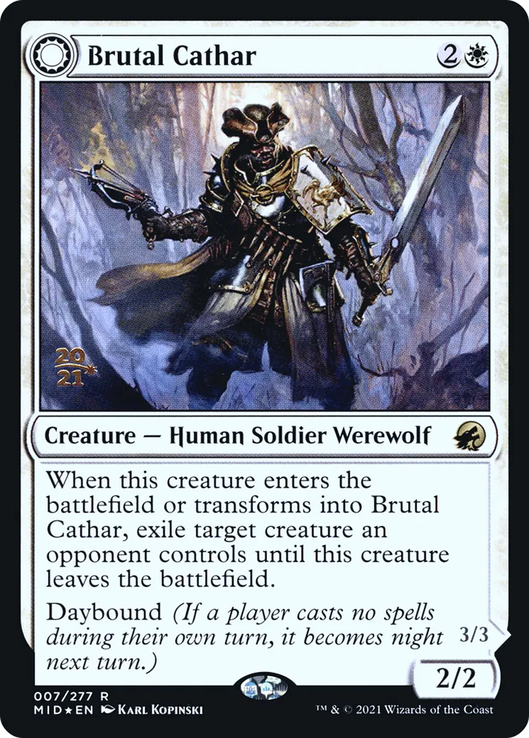 Brutal Cathar // Moonrage Brute — Innistrad: Midnight Hunt Promos — Magic: The Gathering