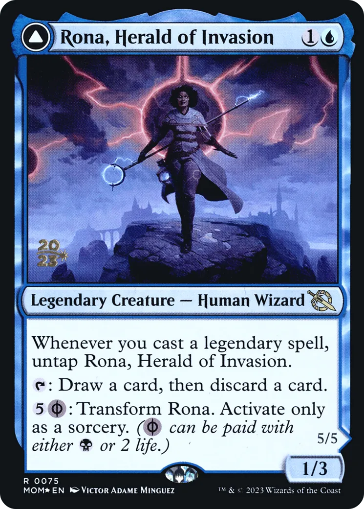 Rona, Herald of Invasion // Rona, Tolarian Obliterator — March of the Machine Promos — Magic: The Gathering