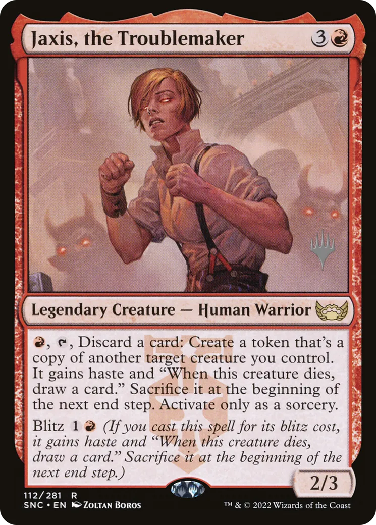 Jaxis, the Troublemaker — Streets of New Capenna Promos — Magic: The Gathering