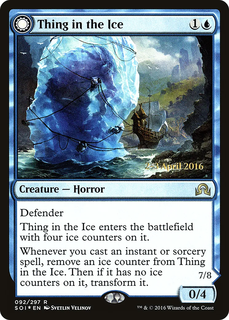 Spécimen pris dans la glace // Horreur éveillée — Shadows over Innistrad Promos — Magic: The Gathering