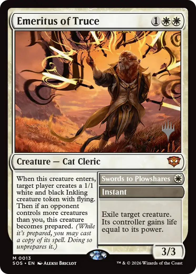 Emeritus of Truce // Swords to Plowshares — Secrets of Strixhaven Promos — Magic: The Gathering