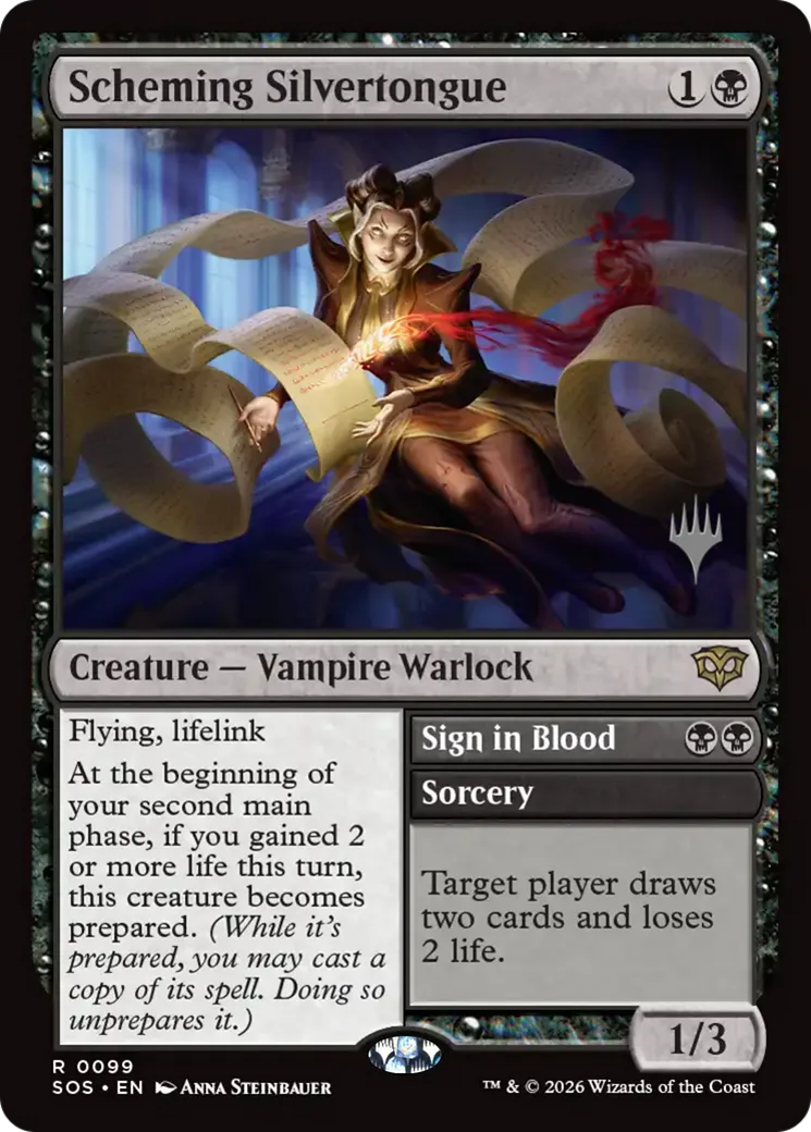 Scheming Silvertongue // Sign in Blood — Secrets of Strixhaven Promos — Magic: The Gathering