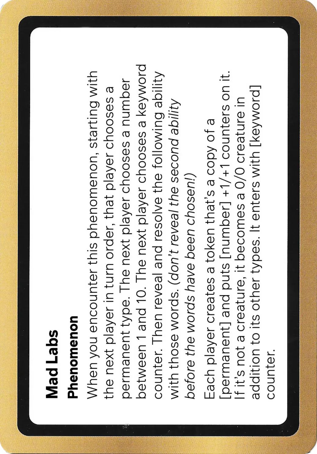 Mad Labs — Black Lotus Unknown Planechase — Magic: The Gathering