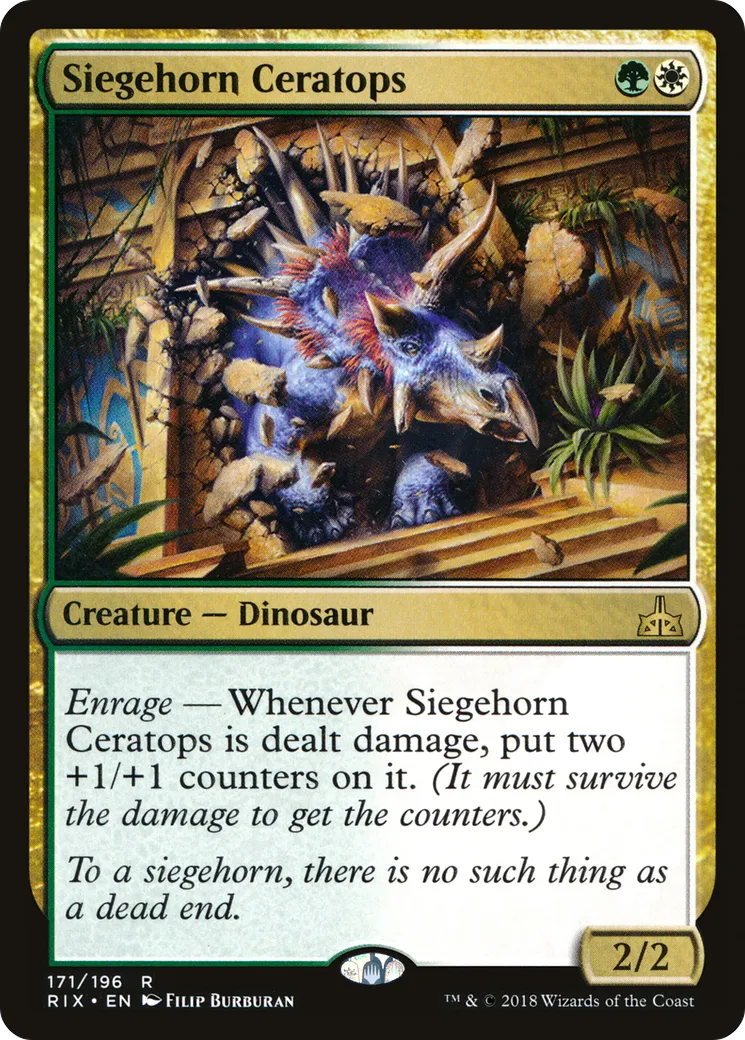 Cératops cornesiège — Rivals of Ixalan — Magic: The Gathering