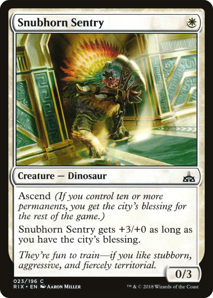 Snubhorn Sentry — Rivals of Ixalan — Magic: The Gathering