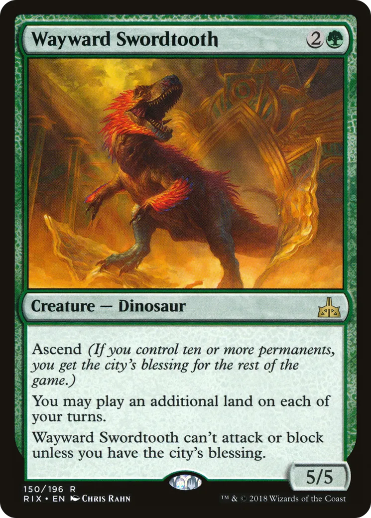 Wayward Swordtooth — Rivals of Ixalan — Magic: The Gathering
