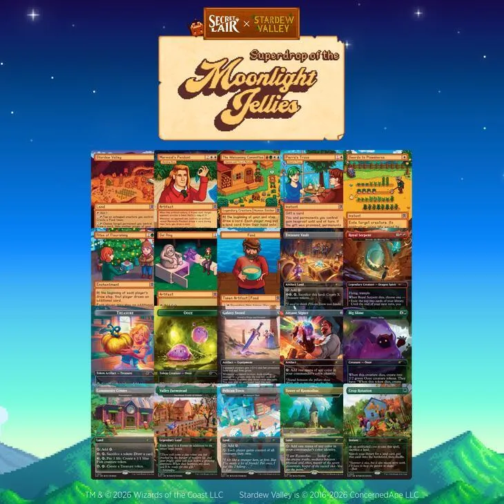 Secret Lair x Stardew Valley Superdrop of the Moonlight Jellies Traveling Cart Non Foil Bundle — Secret Lair Drop — Magic: The Gathering