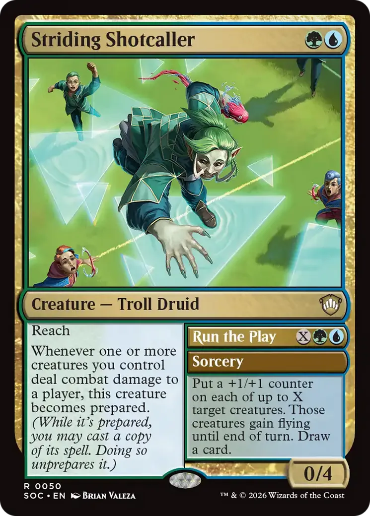 Striding Shotcaller // Run the Play — Secrets of Strixhaven Commander — Magic: The Gathering