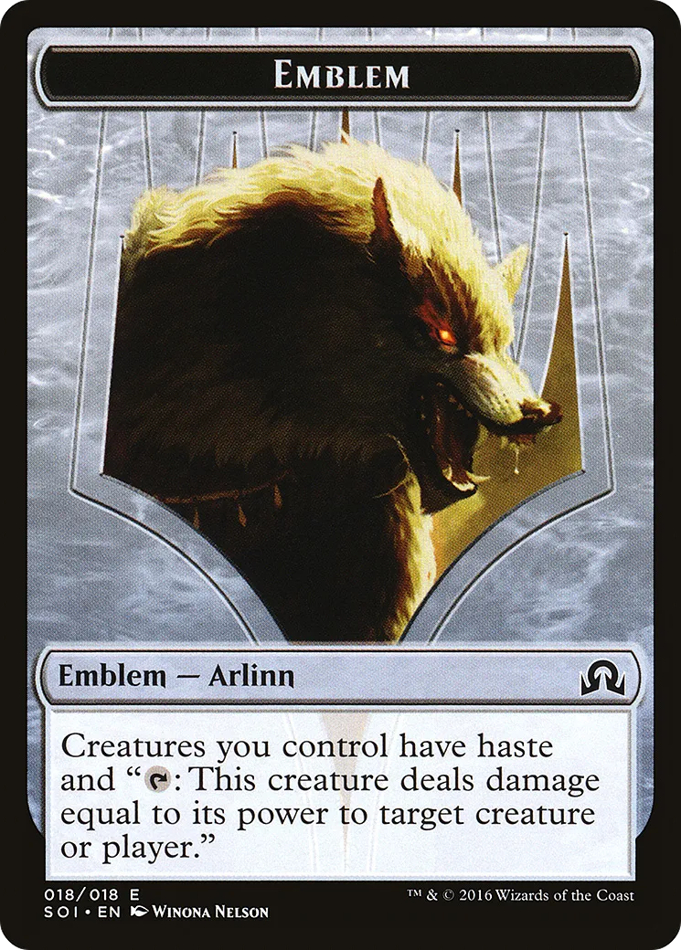 Arlinn, Embraced by the Moon Emblem — Shadows over Innistrad — Magic: The Gathering