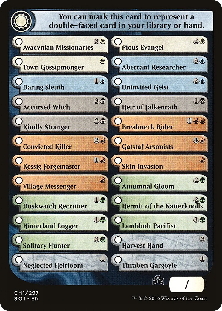Shadows Over Innistrad Checklist 1 — Shadows over Innistrad — Magic: The Gathering