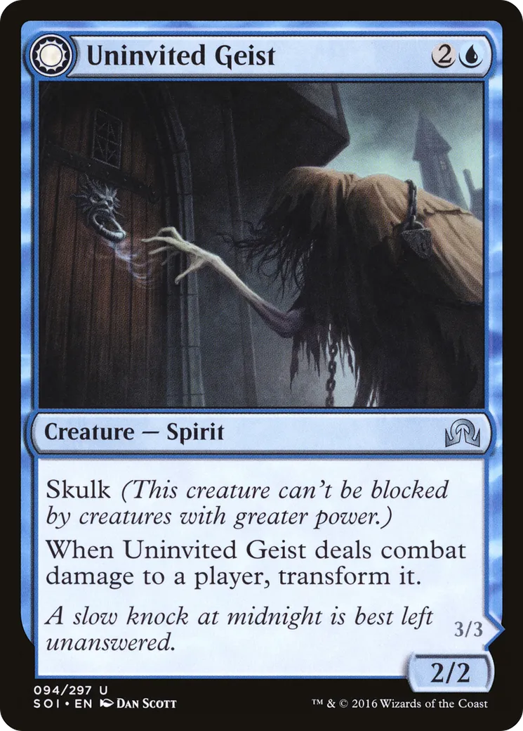 Uninvited Geist // Unimpeded Trespasser — Shadows over Innistrad — Magic: The Gathering