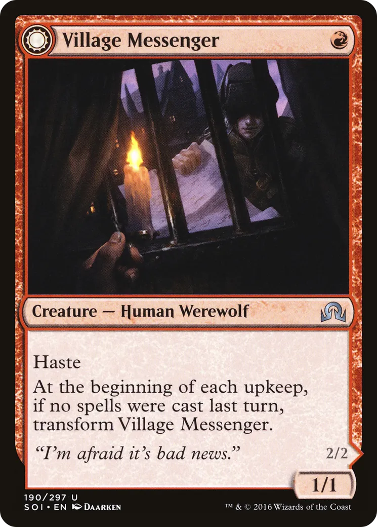 Village Messenger // Moonrise Intruder — Shadows over Innistrad — Magic: The Gathering