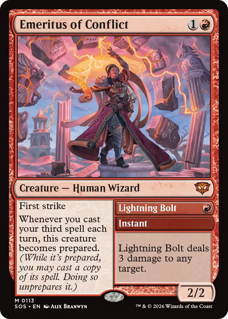 Émérite du conflit // Lightning Bolt — Secrets of Strixhaven — Magic: The Gathering