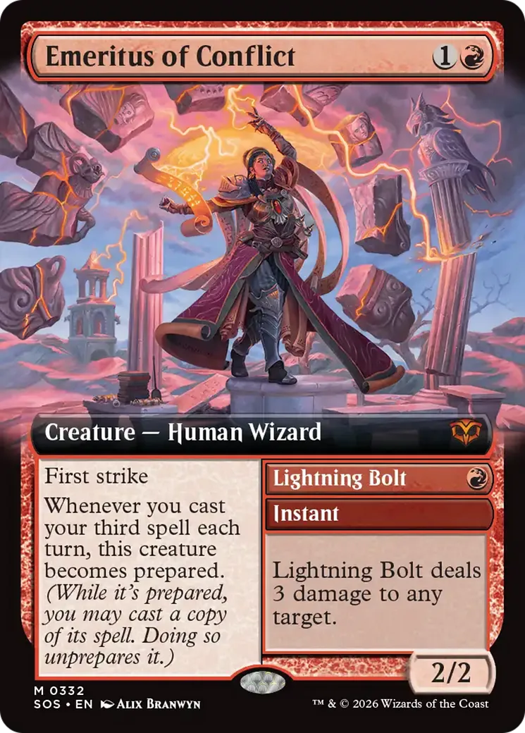 Emeritus of Conflict // Lightning Bolt from Secrets of Strixhaven - Magic: The Gathering