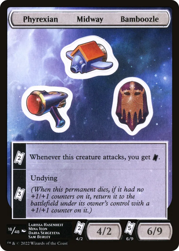 Phyrexian Midway Bamboozle — Unfinity Sticker Sheets — Magic: The Gathering
