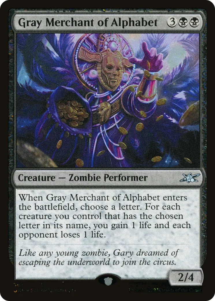 Gray Merchant of Alphabet — Unfinity — Magic: The Gathering