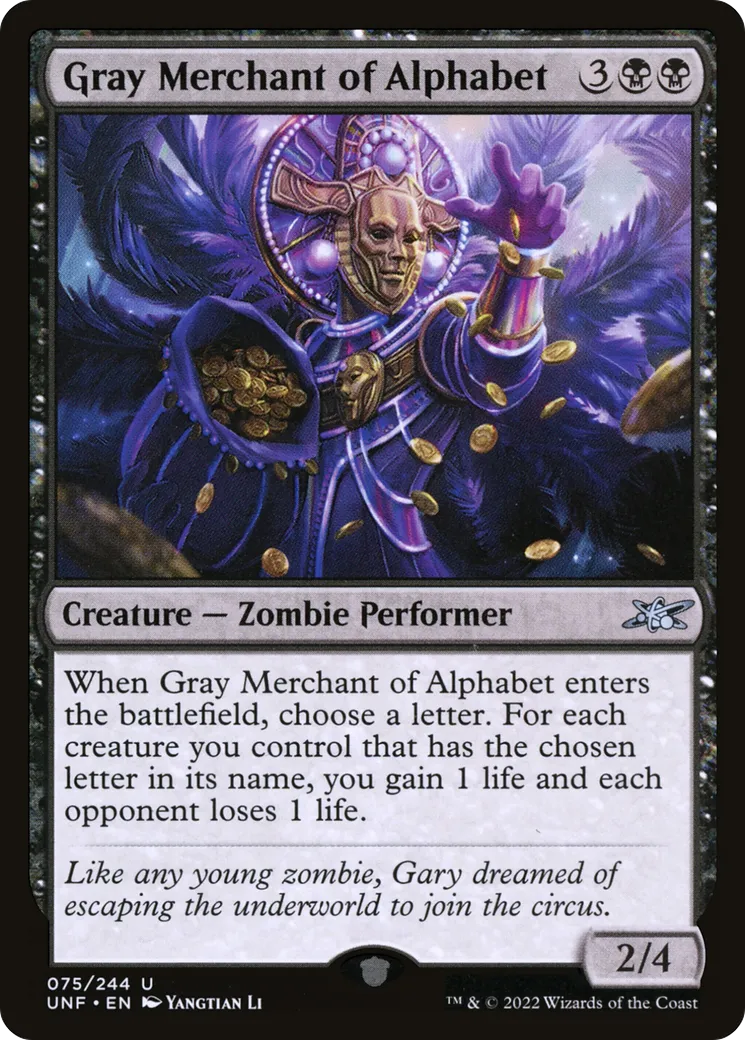 Gray Merchant of Alphabet — Unfinity — Magic: The Gathering