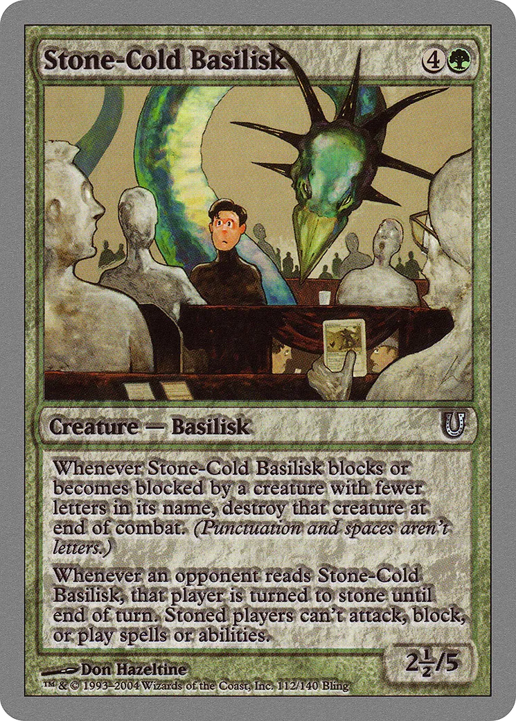 Stone-Cold Basilisk — Unhinged — Magic: The Gathering