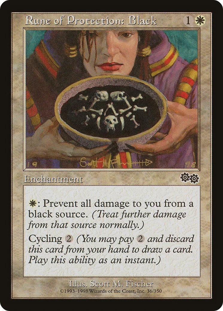 Rune de protection : Noir — Urza's Saga — Magic: The Gathering