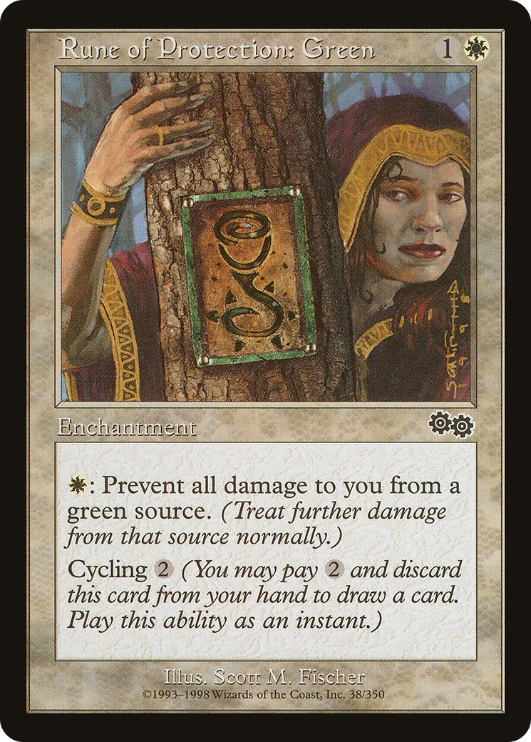 Rune de protection : Vert — Urza's Saga — Magic: The Gathering