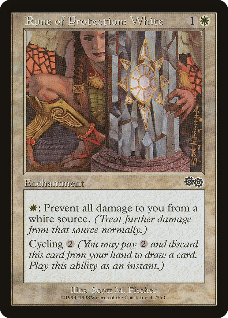 Rune de protection : Blanc — Urza's Saga — Magic: The Gathering