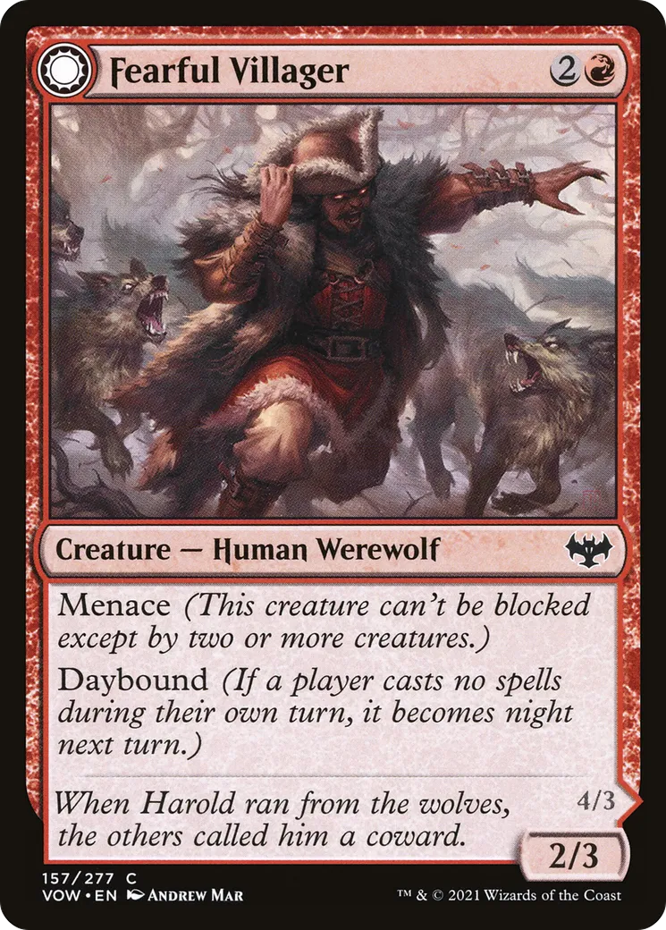 Fearful Villager // Fearsome Werewolf — Innistrad: Crimson Vow — Magic: The Gathering