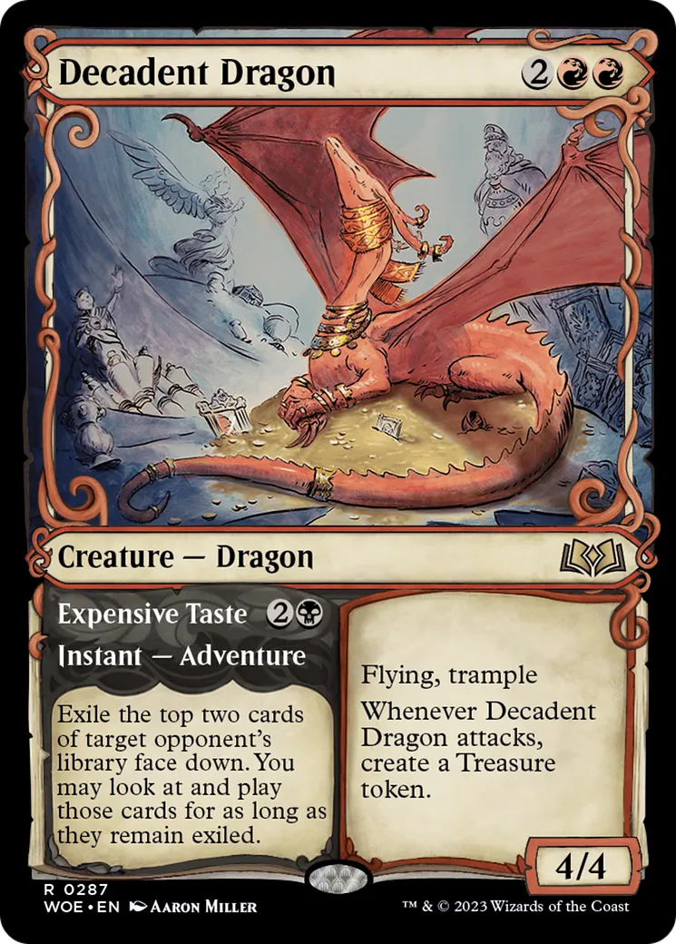 Decadent Dragon // Expensive Taste — Wilds of Eldraine — Magic: The Gathering