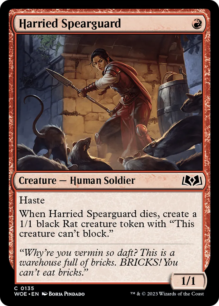 Harried Spearguard — Wilds of Eldraine — Magic: The Gathering