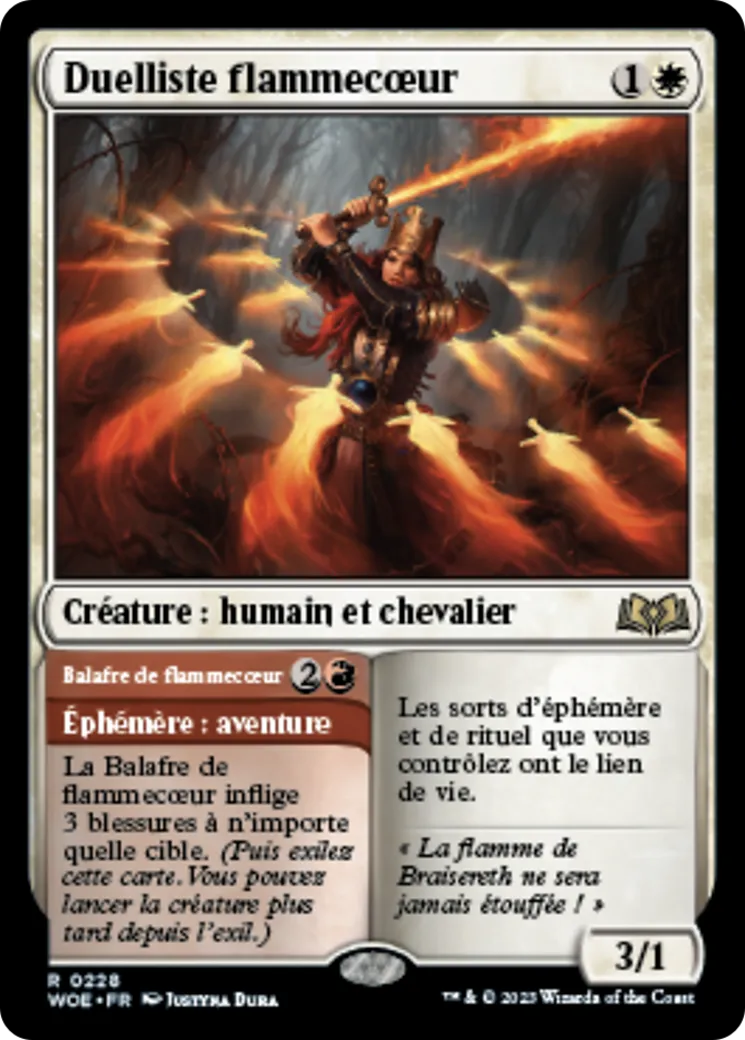 Duelliste flammecoeur // Balafre de flammecœur — Wilds of Eldraine — Magic: The Gathering