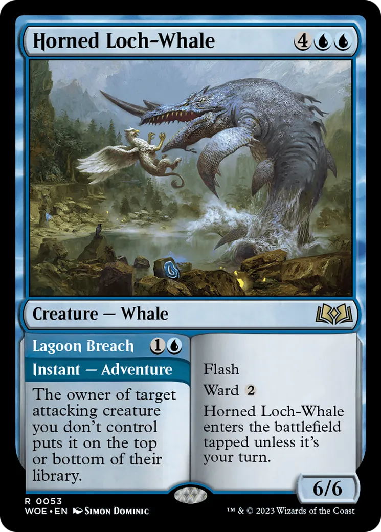 Horned Loch-Whale // Lagoon Breach — Wilds of Eldraine — Magic: The Gathering