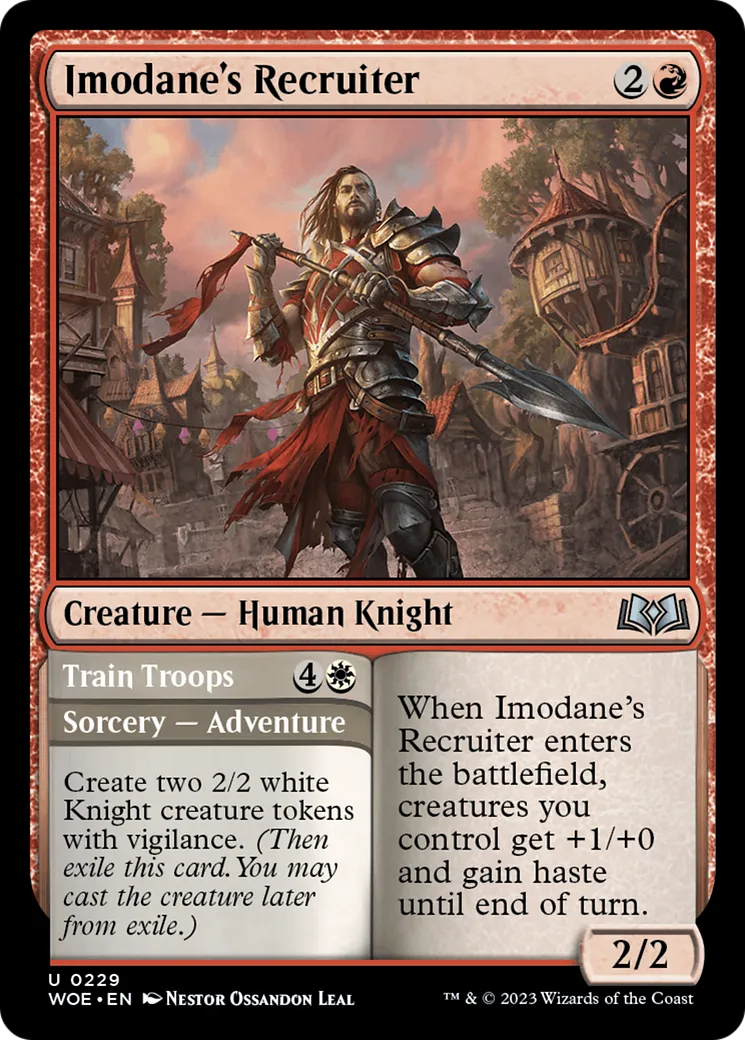 Recruteur d'Imodane // Entraîner des troupes — Wilds of Eldraine — Magic: The Gathering