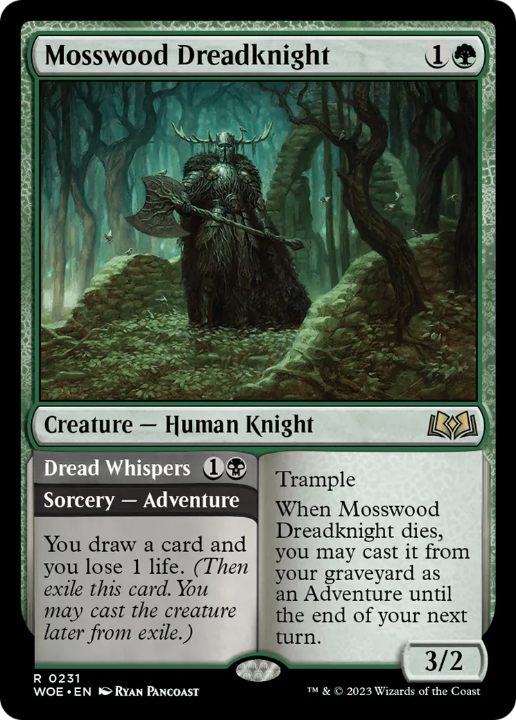 Chevalier de l'effroi du Bois moussu // Murmures effroyables — Wilds of Eldraine — Magic: The Gathering