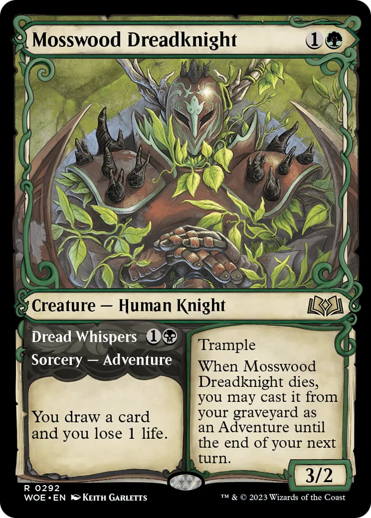 Chevalier de l'effroi du Bois moussu // Murmures effroyables — Wilds of Eldraine — Magic: The Gathering