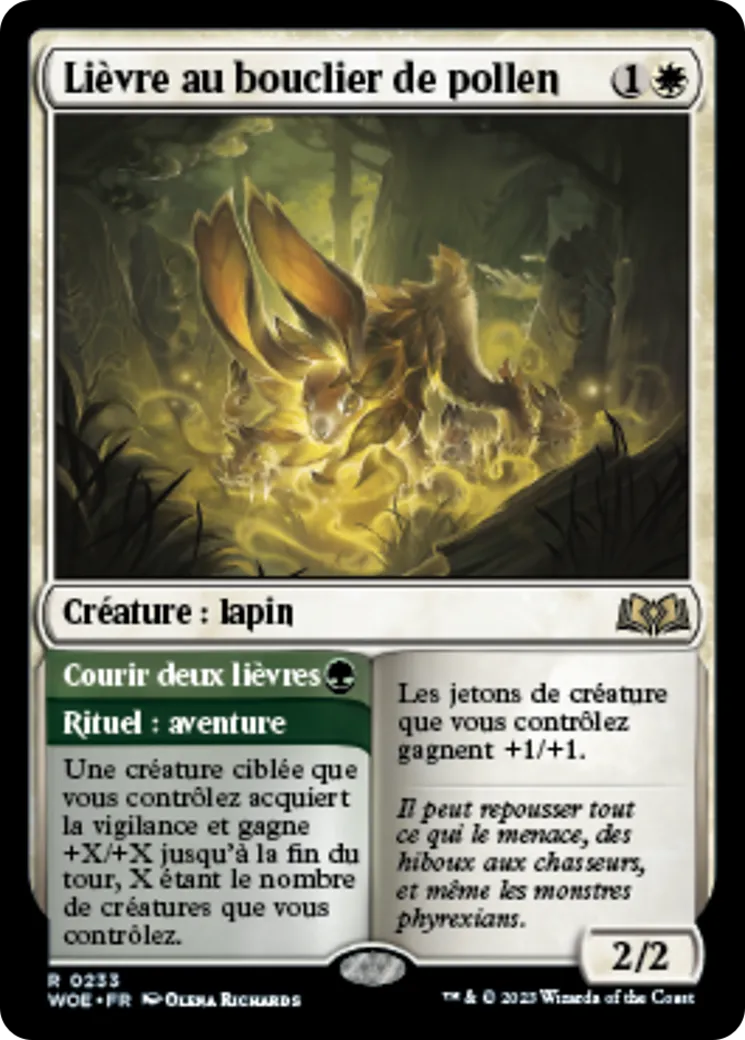 Lièvre au bouclier de pollen // Courir deux lièvres — Wilds of Eldraine — Magic: The Gathering