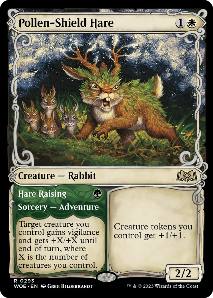 Lièvre au bouclier de pollen // Courir deux lièvres — Wilds of Eldraine — Magic: The Gathering