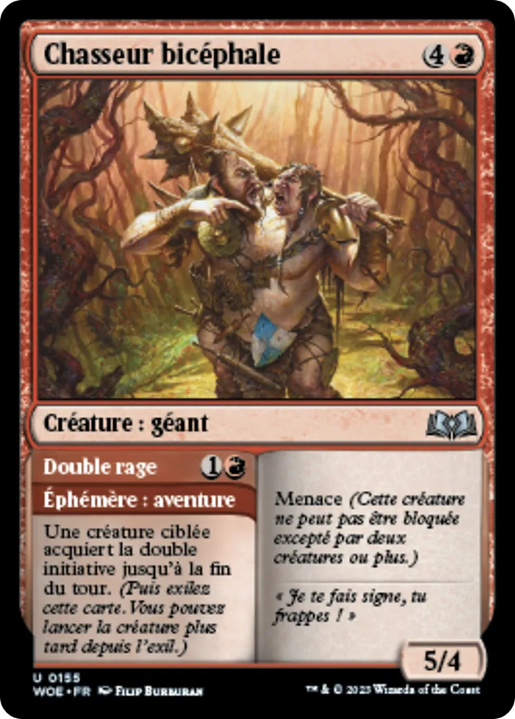 Chasseur bicéphale // Double rage — Wilds of Eldraine — Magic: The Gathering