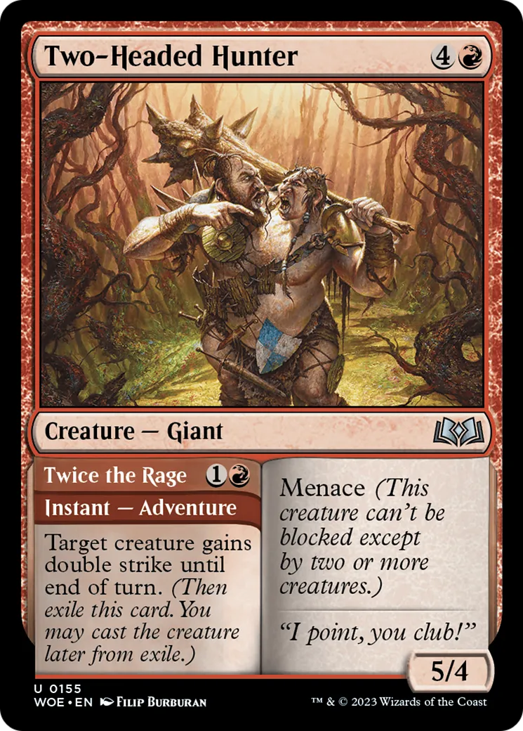 Two-Headed Hunter // Twice the Rage — Wilds of Eldraine — Magic: The Gathering