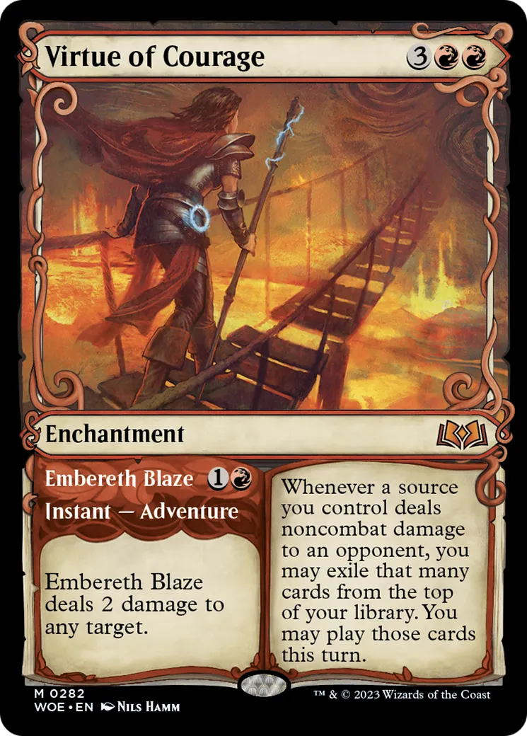 Vertu  de courage // Brasier de Braisereth — Wilds of Eldraine — Magic: The Gathering