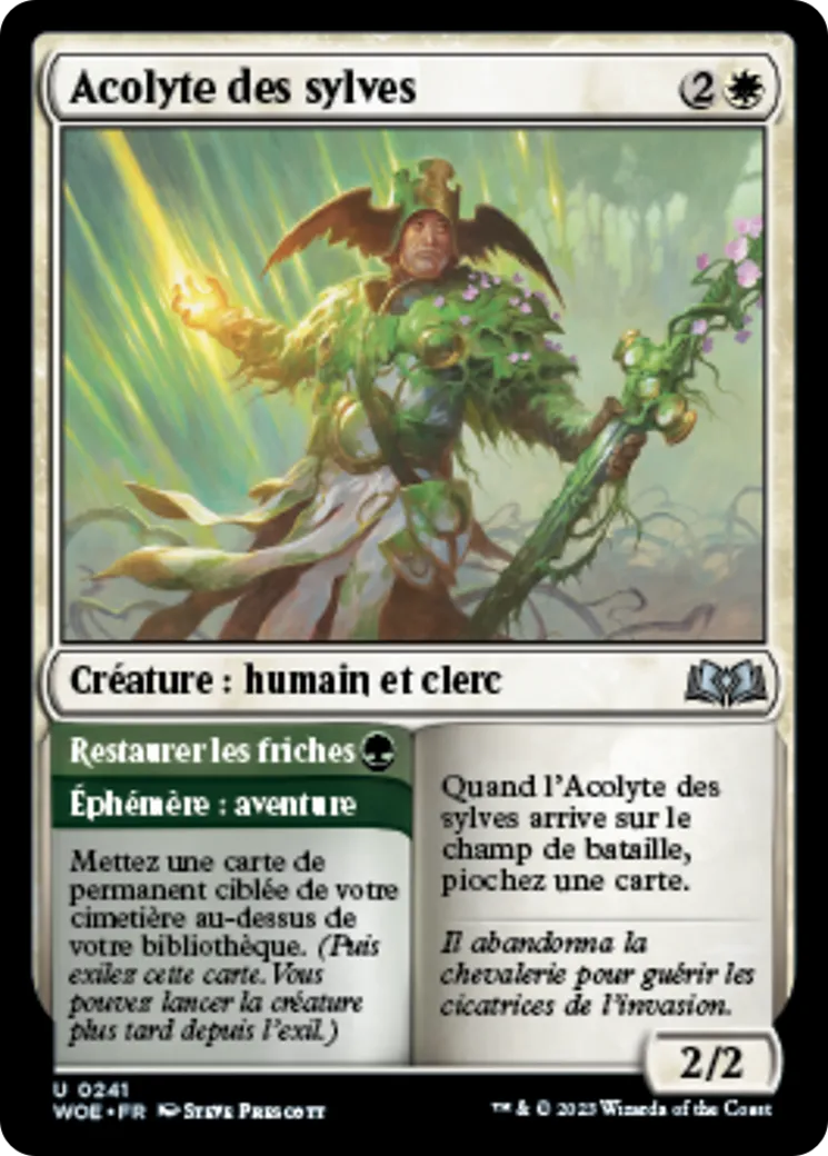 Acolytes des sylves // Restaurer les friches — Wilds of Eldraine — Magic: The Gathering