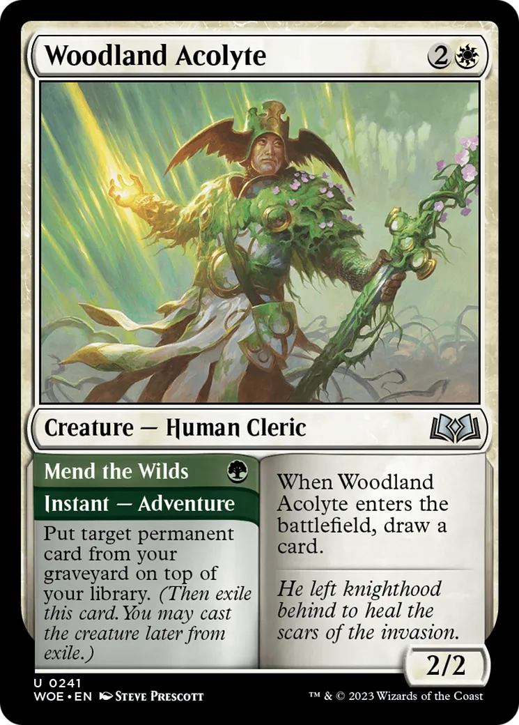 Acolytes des sylves // Restaurer les friches — Wilds of Eldraine — Magic: The Gathering