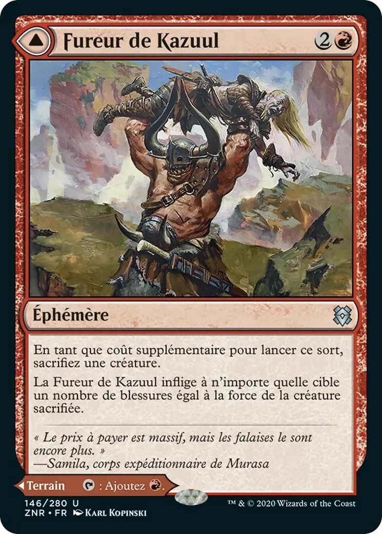 Fureur de Kazuul // Falaises de Kazuul — Zendikar Rising — Magic: The Gathering
