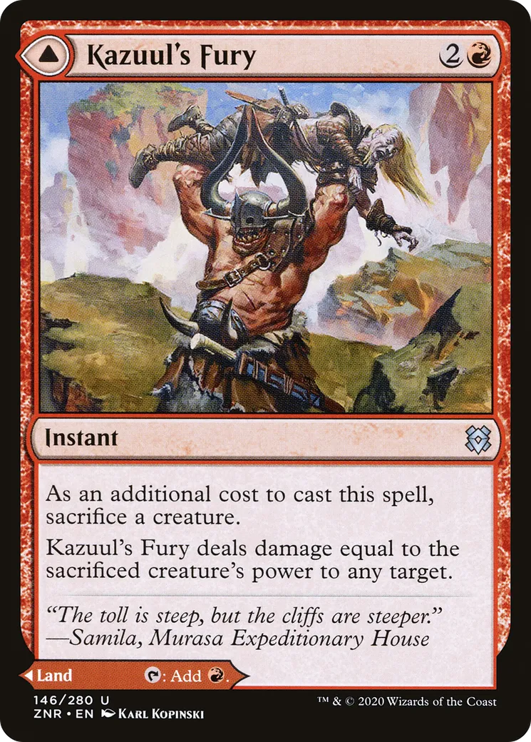 Fureur de Kazuul // Falaises de Kazuul — Zendikar Rising — Magic: The Gathering