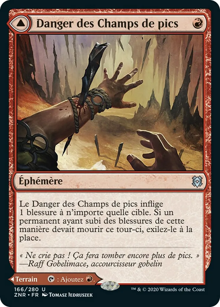 Danger des Champs de pics // Grotte des Champs de pics — Zendikar Rising — Magic: The Gathering