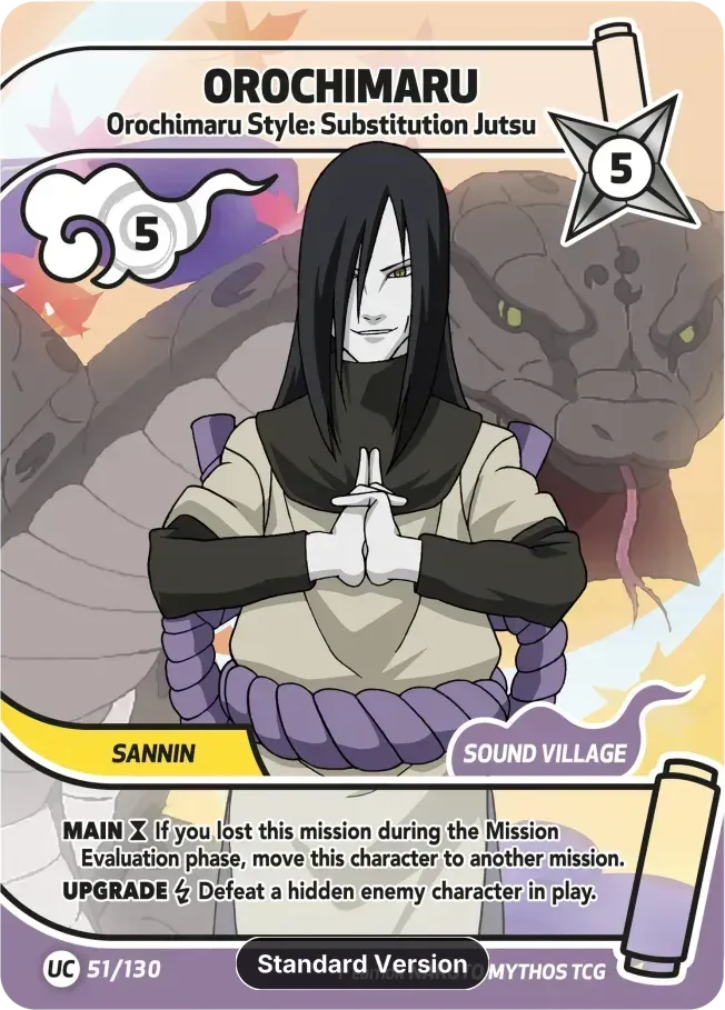 Orochimaru - Orochimaru Style: Substitution Jutsu — Konoha Shidō (2nd Edition) — Naruto Mythos TCG